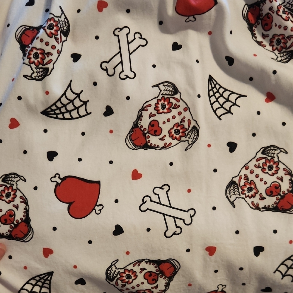 White & Red Heart Skeleton Print Fit-and-Flare Dress - Picture 4 of 9